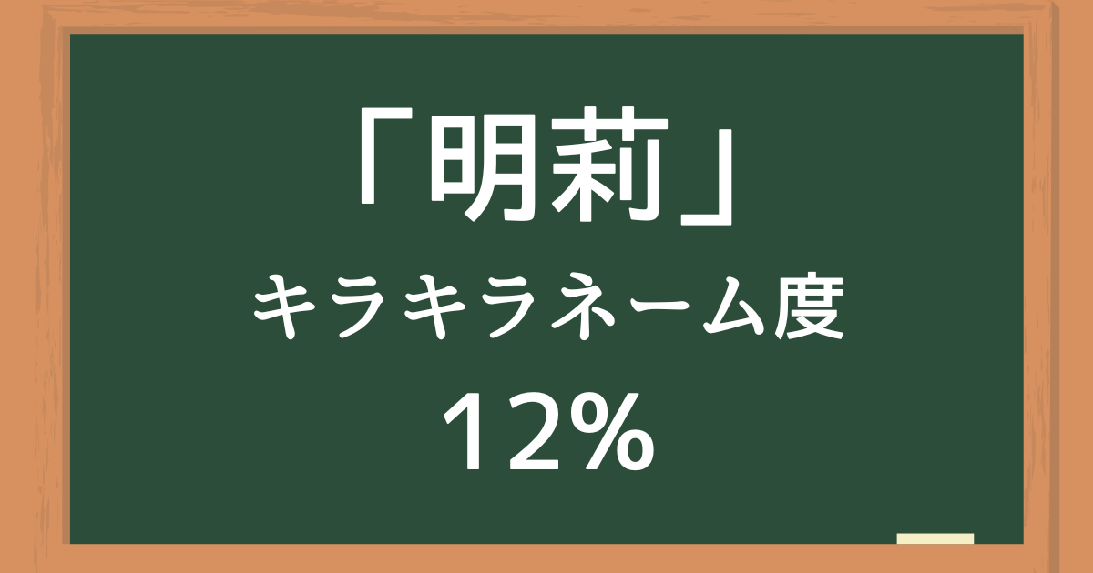 「明莉（あかり）」はキラキラネーム度12%の名前