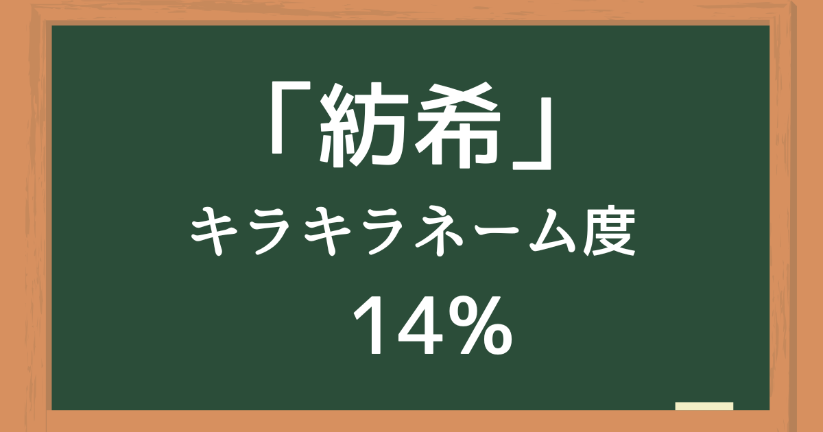 「紡希（つむぎ）」はキラキラネーム度14%の名前
