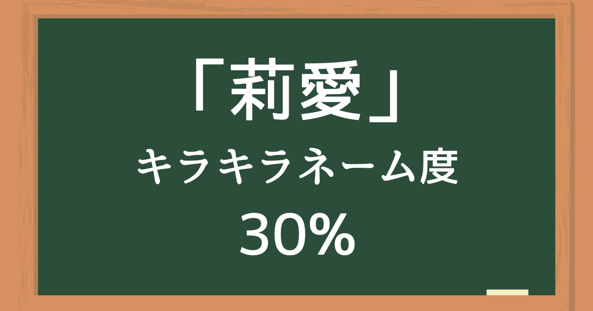 「莉愛（りあ）」はキラキラネーム度30%の名前