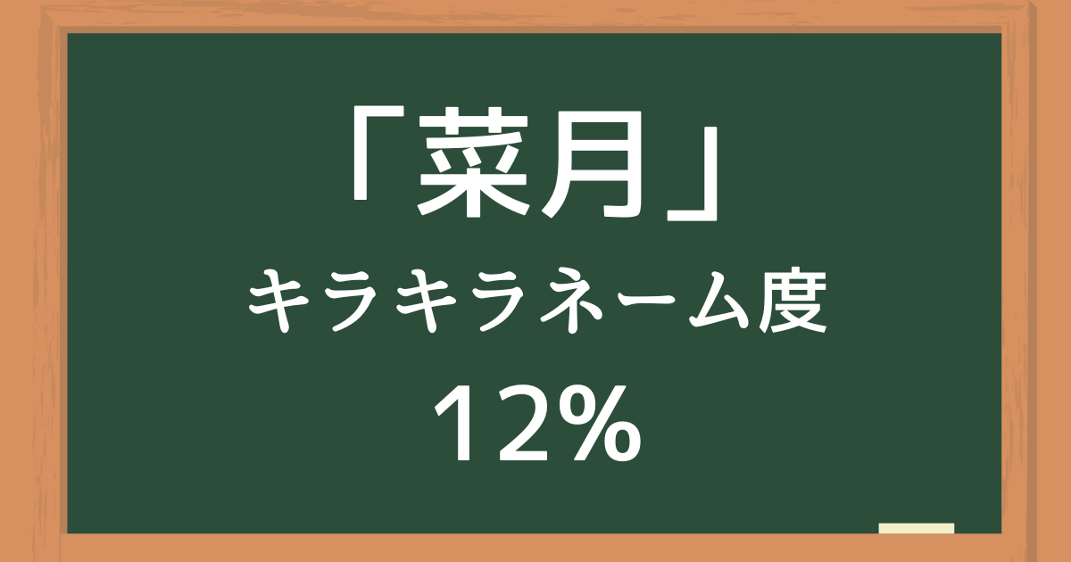 「菜月」はキラキラネーム度12%の名前